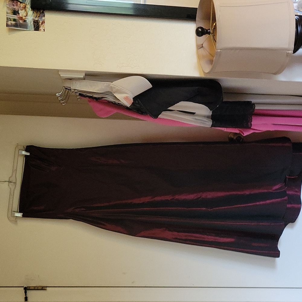 Long, strapless, ball gown